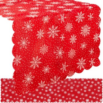 Ruhhy Christmas Table Runner, 150x35cm, Red/White