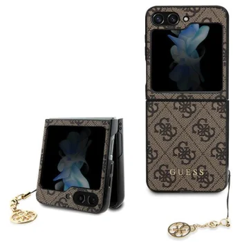 Guess 4G Charms dėklas, skirtas Samsung Galaxy Z Flip5, rudas