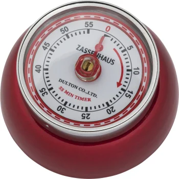 Zassenhaus Speed Mechanical Kitchen Timer with Magnet, Metallic Red