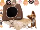 Soft pet house for small dogs and cats, bed, brown