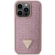 Guess Rhinestone Triangle dėklas iPhone 14 Pro telefonui, rožinis