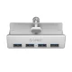 Orico MH4PU USB šakotuvas su tvirtinimo spaustuvu 4x USB-A 3.0, sidabrinis