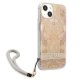 Guess Flower Strap dėklas iPhone 13 mini telefonui, auksinis