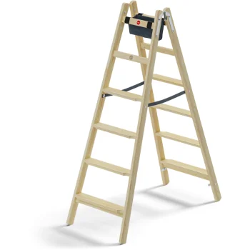 Dvipusės medinės kopėčios Hailo Master H80, 2x6 pakopos, rudos