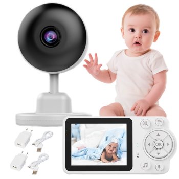 Vaizdo kūdikio stebėjimo monitorius su 2.8" LCD ekranu, baltas