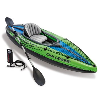 Pripučiama vienvietė baidarė Intex Challenger K1, 274 x 76 x 33 cm, žalia