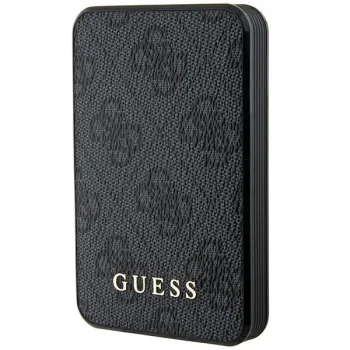 Guess 4G Leather Metal Logo išorinė baterija 5000mAh 15W, juoda