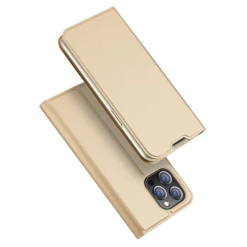 Dux Ducis Skin Pro knygutės tipo dėklas iPhone 14 Pro Max, auksinis
