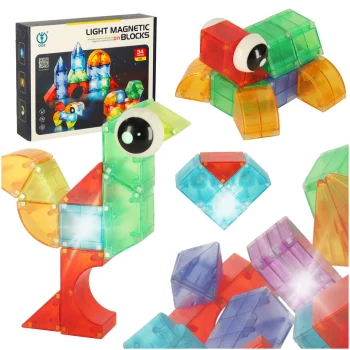 Šviečiantis magnetinis konstruktorius, 3D kaladėlės, 32 vnt.