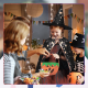 Wizard Halloween Costume Set (Cape + Hat) Black with Gold Stars
