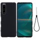 Sony Xperia 1 IV skysto silikono dėklas, juodas
