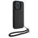 BMW iPhone 16 Pro Max dėklas Signature Leather Wordmark Cord, juodas