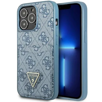 Guess 4G Triangle Logo dėklas su kortelių dėtuvėmis, skirtas iPhone 13 / 13 Pro, mėlynas