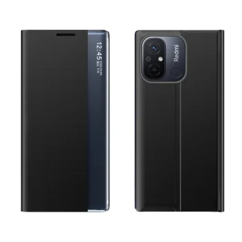Atverčiamasis dėklas Xiaomi Redmi 11A / Poco C55 / Redmi 12C su stovu Sleep Case, juodas