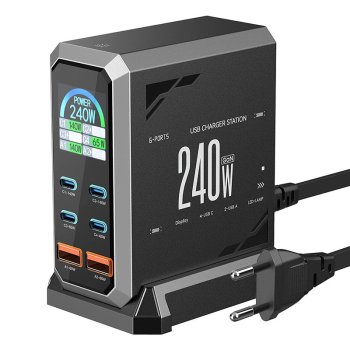 Stalinis įkroviklis Blitzwolf BW-S31, 240W, 6 jungčių