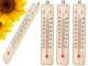 Medinis sieninis termometras vidaus ir lauko erdvėms, 22 x 5 cm, šviesiai rudas