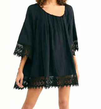 Beach Tunica Pareo Cover-up BQ49A, Black