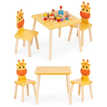 Ecotoys 6162 vaikiškų baldų komplektas: stalas ir 2 kėdės, Žirafa