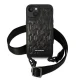 Karl Lagerfeld Monogram Plaque Logo dėklas su dirželiu iPhone 14 / 15 / 13, juodas