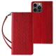 Atverčiamas dėklas iPhone 14 Pro Magnet Strap Case su pinigine ir stovu, raudonas