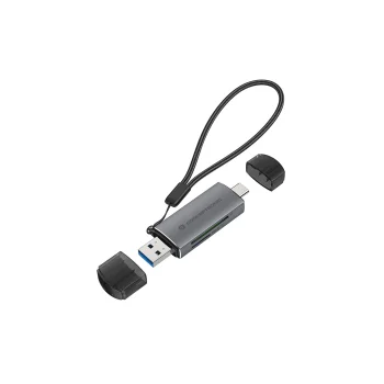 Kortelių skaitytuvas Conceptronic BIAN05G USB-C / USB-A, SD / MicroSD, pilkas