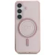Guess Glitter Circle Classic Logo MagSafe dėklas Samsung Galaxy S25, rožinis