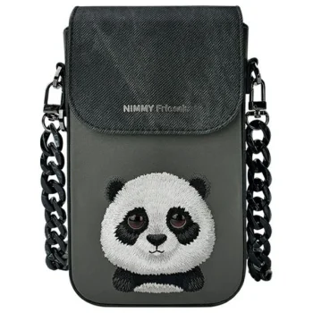 Nimmy Big Eyed Pet 2.0 Panda telefono krepšelis, juodas