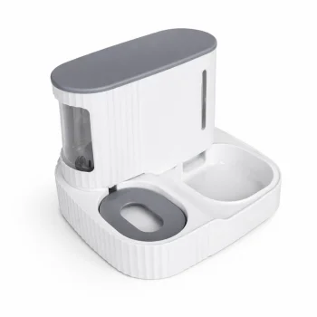 Gravity Pet Feeder and Water Dispenser 2-in-1 for Cats and Dogs, Gray White