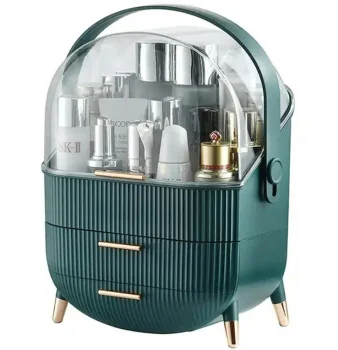 Cosmetic Makeup Organizer Container Jewelry Storage Box, Green