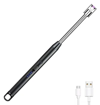 Plazminis USB žiebtuvėlis, juodas ir sidabrinis