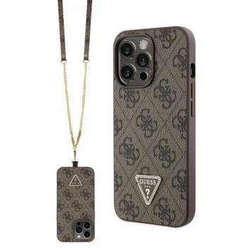 Guess dėklas iPhone 13 / 13 Pro telefonui Crossbody 4G Metal Logo, rudas