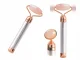 Rose Quartz Face and Neck Vibrating Massager Roller with Two Nozzles