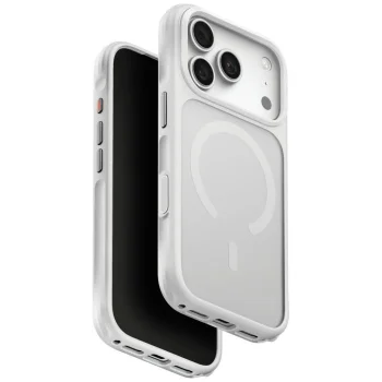 Uniq Hybrid MagClick Charging Veren dėklas iPhone 18 Pro / 17 Pro, baltas (Chalk Frost)