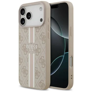 Dėklas Guess 4G Printed Stripes MagSafe, skirtas iPhone 17 Pro Max, rožinis