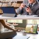 Samsung Galaxy Tab S9 Ultra dėklas Tri-fold Stand Design, mėlynas
