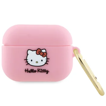 Hello Kitty Silicone 3D Kitty Head dėklas AirPods Pro, rožinis
