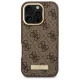 Guess 4G Logo Plate MagSafe dėklas, skirtas iPhone 16 Pro, rudas