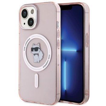 Karl Lagerfeld iPhone 15 deklas IML Choupette MagSafe, rozinis