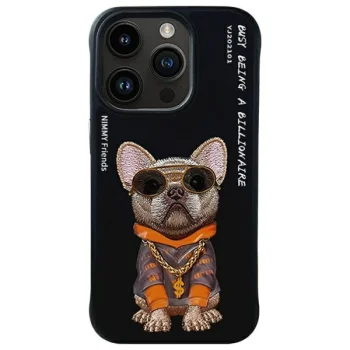 Nimmy Glasses Cool Dog dėklas iPhone 15 Pro 6.1", juodas