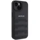 Mercedes-AMG dėklas iPhone 15 telefonui Leather Debossed Lines, juodas