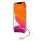 Guess iPhone 13 mini dėklas 4G Strap Charm, skaidrus / rudas