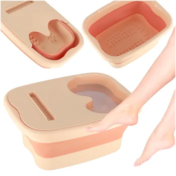 Collapsible Silicone Foot Massage and Wash Basin, 13L, Salmon