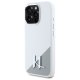 Karl Lagerfeld dėklas iPhone 16 Pro, Silicone Shadow Metal Initial MagSafe, baltas