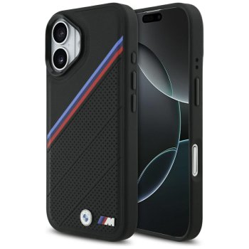 BMW M Tricolor Metal Logo MagSafe dėklas iPhone 17 telefonui, juodas