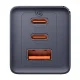 Sieninis įkroviklis Baseus GaN5 2x USB-C + USB, 65W su 1m laidu, pilkas