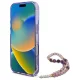 Guess IML Flowers Pearl Strap MagSafe dėklas iPhone 16 Pro Max telefonui, violetinis