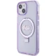 Guess Ring Stand Script Glitter MagSafe dėklas iPhone 15/14 Plus, violetinis