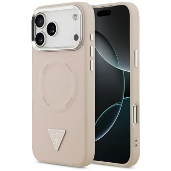 Guess dėklas iPhone 17 Pro Max telefonui Triangle Logo MagSafe, rožinis