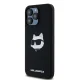 Karl Lagerfeld dėklas iPhone 15 Pro telefonui Silicone Choupette Head MagSafe, juodas