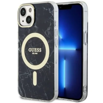 Guess iPhone 14 Case Marble MagSafe, Black